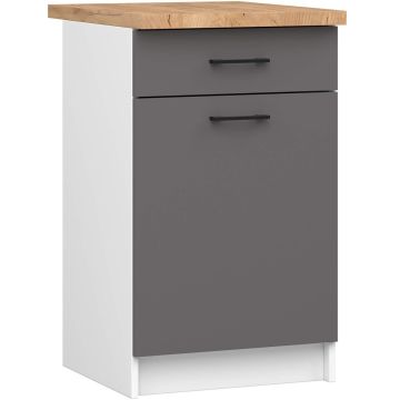 Köögikapp OLIWIA S50, 1 sahtel ja 1 uks, valge/hall, 50 × 85 × 46 cm