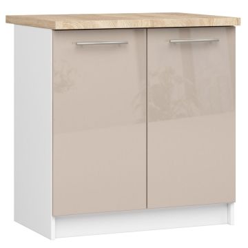 Кухонный шкаф OLIWIA S80, со столешницей, белый/бежевый, 80 × 85 × 46 см