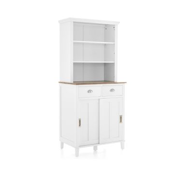 Kitchen cabinet, with countertop and two drawers, White, 30 × 67 × 19 inches