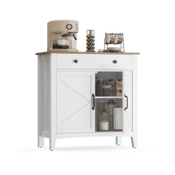 Köögikapp VASAGLE BBK341W01, sahtli ja ustega, Valge/pruun, 40 × 80 × 80 cm