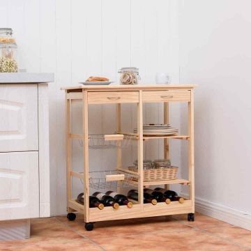 Kitchen Cart, 2 Drawers, 26.5 × 14.5 × 29.5 inches