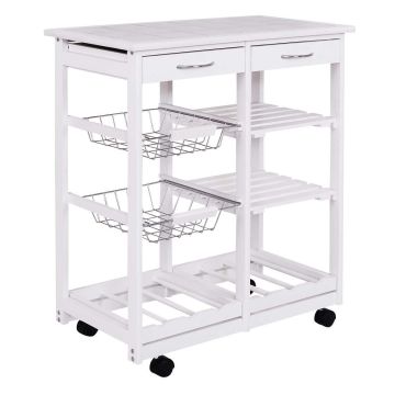 Kitchen trolley, 2 drawers, White