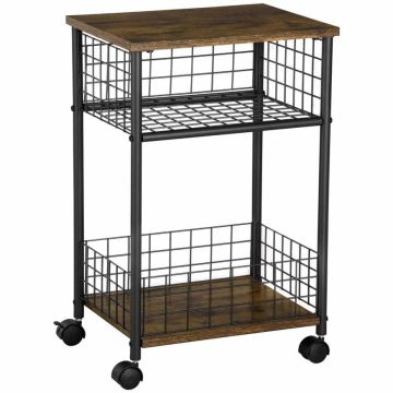 Кухонная тележка Homcom 40x30x62 см, черно-коричневая.