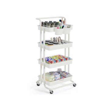 SONGMICS kitchen trolley, 3 tiers, 2 hanging shelves, black