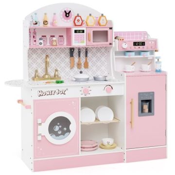Kitchen Play Set, Brown/Pink/White, 106 × 30 × 105 cm