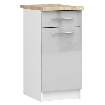 Köögikapp OLIWIA S40, 1 sahtel, 1 uks, valge/hõbedane, 40 × 85 × 46 cm