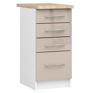 Кухонный шкаф OLIWIA S40, 4 ящика, белый/бежевый, 40 × 85 × 46 см