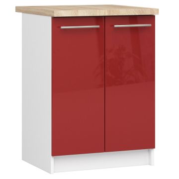 Кухонный шкаф OLIWIA S60, 2 дверцы, белый/красный, 60 × 85 × 46 см
