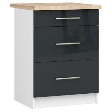 Кухонный шкаф OLIWIA S60, 3 ящика, белый/серый, 60 × 85 × 46 см