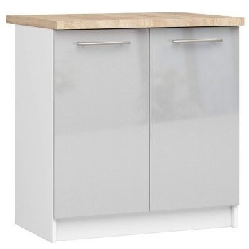 Кухонный шкаф OLIWIA S80, 2 дверцы, белый/серебристый, 80 × 85 × 46 см