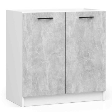 Köögikapp OLIWIA S80, valamu alla, valge/hall, 80 × 82 × 46 cm
