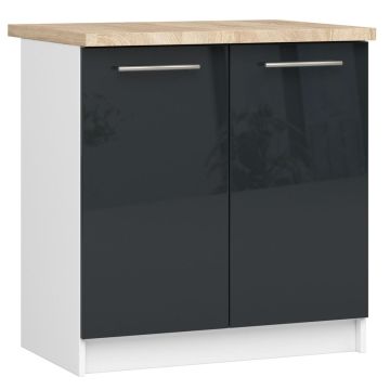 Кухонный шкаф OLIWIA S80, со столешницей, белый/серый, 80 × 85 × 46 см