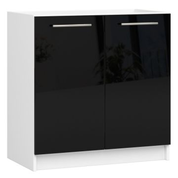 Кухонный шкаф под мойку OLIWIA S, двухдверный, белый/чёрный, 80 × 82 × 46 см