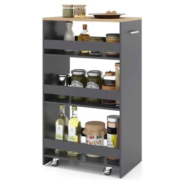 Kitchen trolley, 4 levels, Grey, 47.5 × 30 × 80.5 cm