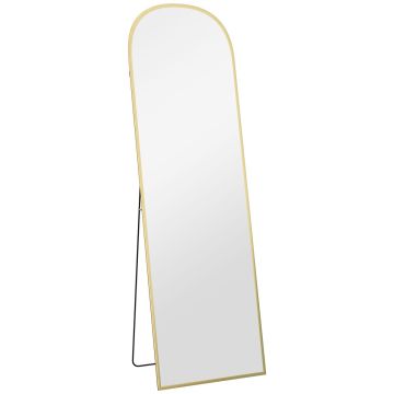 Täispikkuses peegel, Alusega, Kuldne, 50 × 1,5 × 161,5 cm