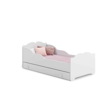 Детская кровать Анна с выдвижным ящиком и матрасом, 144 см x 75 см x 63 см.