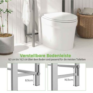 Bathroom shelf, 3 shelves, 3 hooks, 63.5 × 171.45 × 26.67 cm