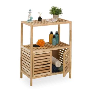 Полка для ванной Relaxdays 10050651.0, 2 полки и секция шкафа, 67,5 × 86 × 35,5 см