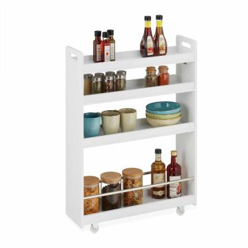 Тележка с полками для ванной Relaxdays 10046262.0, 4 открытые полки, 18 × 83,5 × 59,5 см