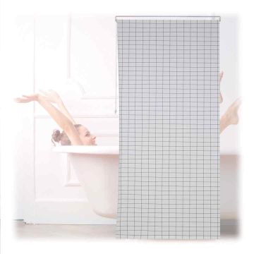 Рулонная штора для ванной Relaxdays, бело-чёрная, 120 × 245 × 4,5 см