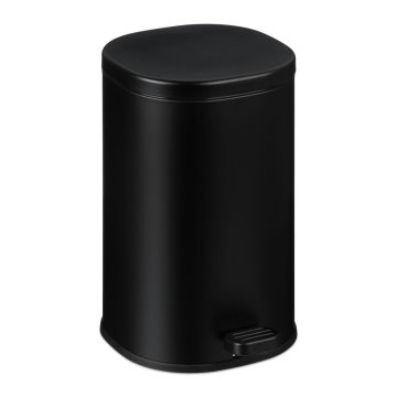 Vannitoa prügikast Relaxdays, 5 l, pedaaliga, Must, Ø 20,5 × 31,5 cm