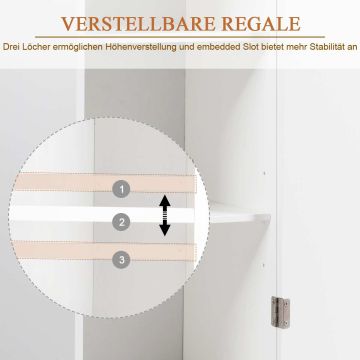 Vannitoakapp, 1 uks, 4 riiulit, valge