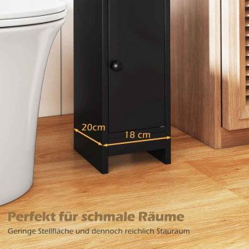 Bathroom cabinet, 2 open shelves, Black, 20 × 80 × 18 cm