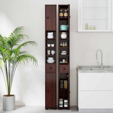 Bathroom cabinet, 2 doors, 1 drawer, Brown, 20 × 180 × 20 cm