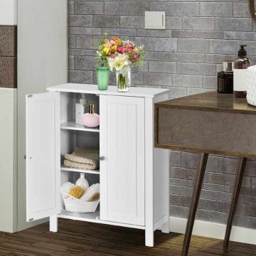 Bathroom cabinet, 2 doors, 2 shelves, White, 60 × 80 × 30 cm