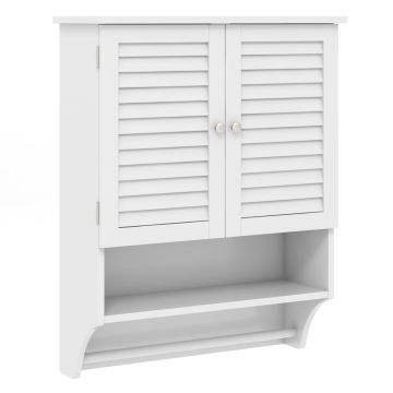 Bathroom cabinet, 2 doors, 3 adjustable shelves, white, 58.4 × 76.2 × 22.9 cm