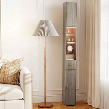 Bathroom cabinet, 2 doors and 3 shelves, Grey, 20 × 181 × 20 cm