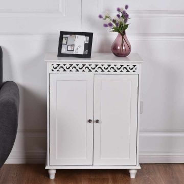 Vannitoakapp, 2 ust, 2 riiulit, Valge, 60 × 76,5 × 34,5 cm