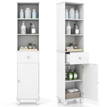 Bathroom cabinet, 3 shelves, 1 drawer, 1 door, 40 × 172 × 30 cm