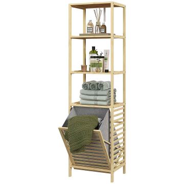 Vannitoakapp, 3 riiulit ja pesukorv, 44 × 160 × 33 cm