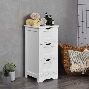 Bathroom cabinet, 3 drawers, White, 30 × 63.5 × 30 cm