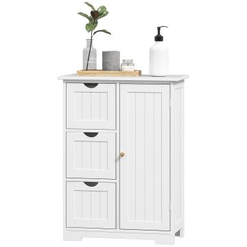 Vannitoakapp, 3 sahtlit, Valge, 60 × 80 × 30 cm