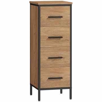 Шкаф для ванной комнаты, 4 ящика, Дуб, 30 × 82 × 30 см