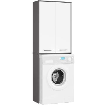 Vannitoakapp AKORD FIN 180, 2 ust, valge/hall, 64 × 180 × 30 cm