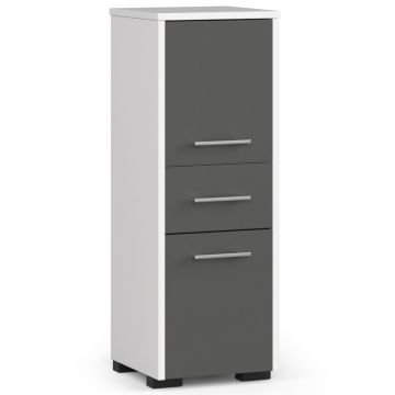 Vannitoakapp AKORD FIN 2D 1SZ, 2 ust, 1 sahtel, valge/hall, 30 × 85 × 30 cm