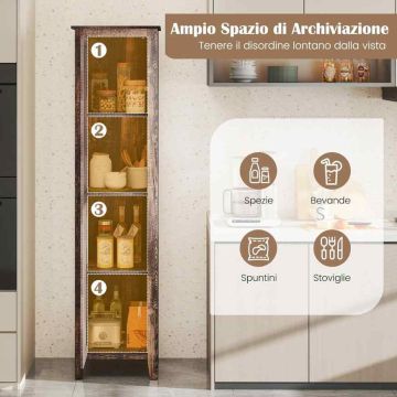 Bathroom cabinet, Tall, 4 shelves, Brown, 43 × 183 × 39.5 cm