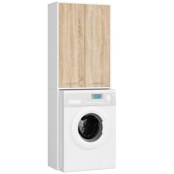 Vannitoakapp FIN 180, 2 ust, valge/pruun, 64 × 180 × 30 cm