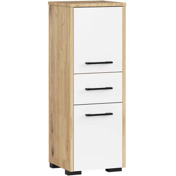 Шкаф для ванной FIN, 2 дверцы, 1 ящик, коричневый/белый, 30 × 85 × 30 см
