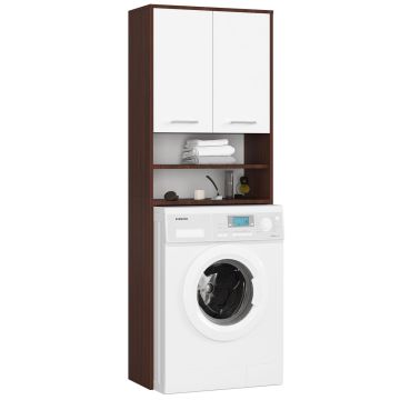 Vannitoakapp FIN, 2 ust, 4 riiulit, pruuni-valge, 64 × 180 × 30 cm
