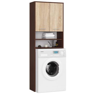 Vannitoakapp FIN, 2 ust, 4 riiulit, pruun, 64 × 180 × 30 cm