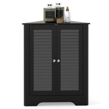 Bathroom cabinet, corner, 2 doors, Black, 63 × 81.5 × 32 cm