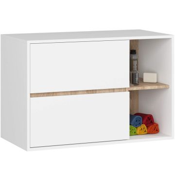 Тумба под раковину для ванной AKORD VAMI W90, 2 ящика, бело-коричневый, 90 × 60 × 45,5 см