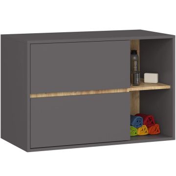 Тумба под раковину VAMI W90, 2 ящика, серо-коричневая, 90 × 60 × 45,5 см