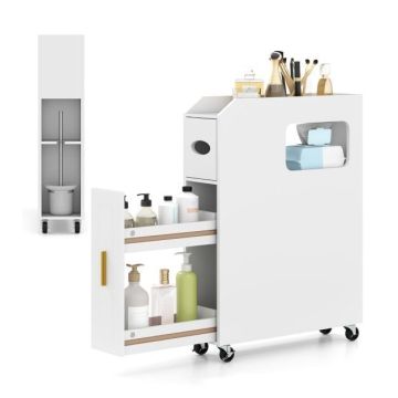 Bathroom cabinet, with pull-out drawer, White, 50 × 69 × 16 cm