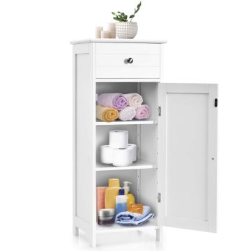 Bathroom cabinet, With drawer and 2 shelves, 35.56 × 87.63 × 30.48 cm