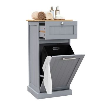 Bathroom cabinet, with drawer and 30 l laundry basket, 40 × 82 × 37 cm